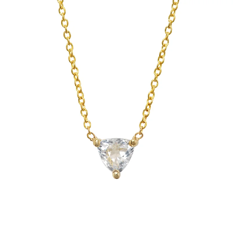 Gold Necklace with Initials-Triangle White Topaz Necklace