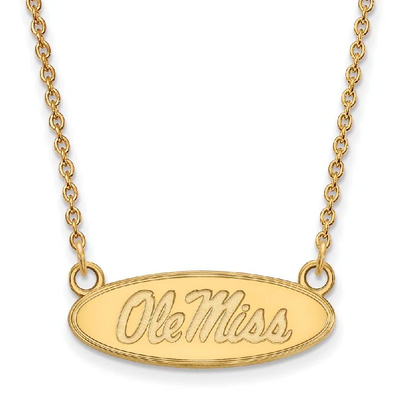 Handcrafted Gemstone Necklace for Gifts-10k Yellow Gold U of Mississippi Small Ole Miss Pendant Necklace