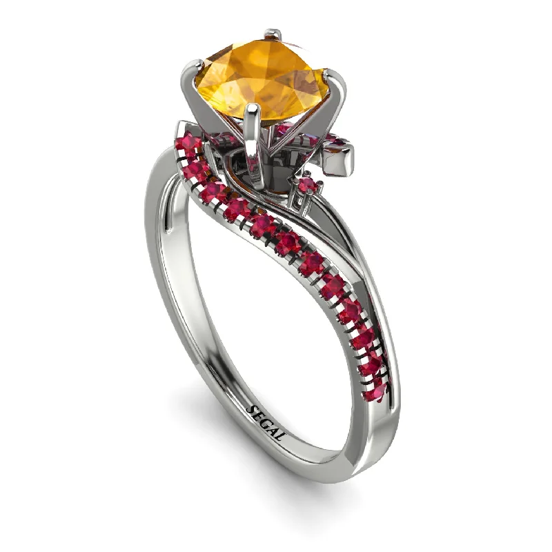 Elegant Men’s Wedding Ring-Twist Shank Yellow Diamond Engagement Ring - Maria No. 1012