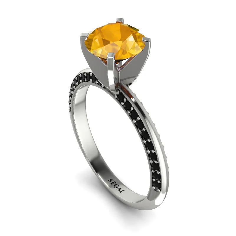 Simple Silver Ring Set for Couples-Classic Yellow Diamond Ring With A Twist - Leilani No. 1009