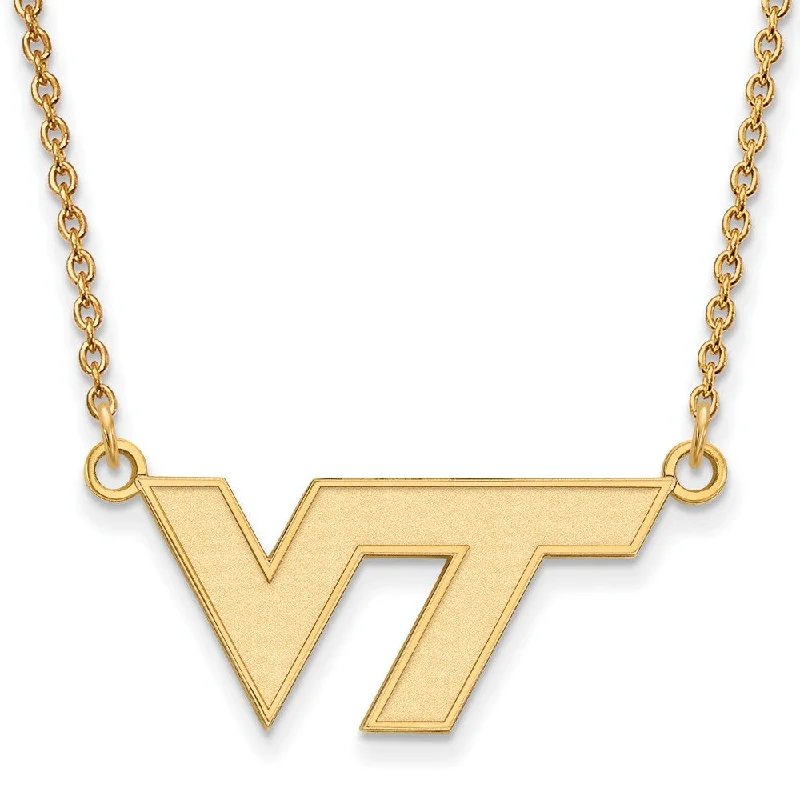 Wedding Necklace for Brides-10k Yellow Gold Virginia Tech Small 'VT' Pendant Necklace