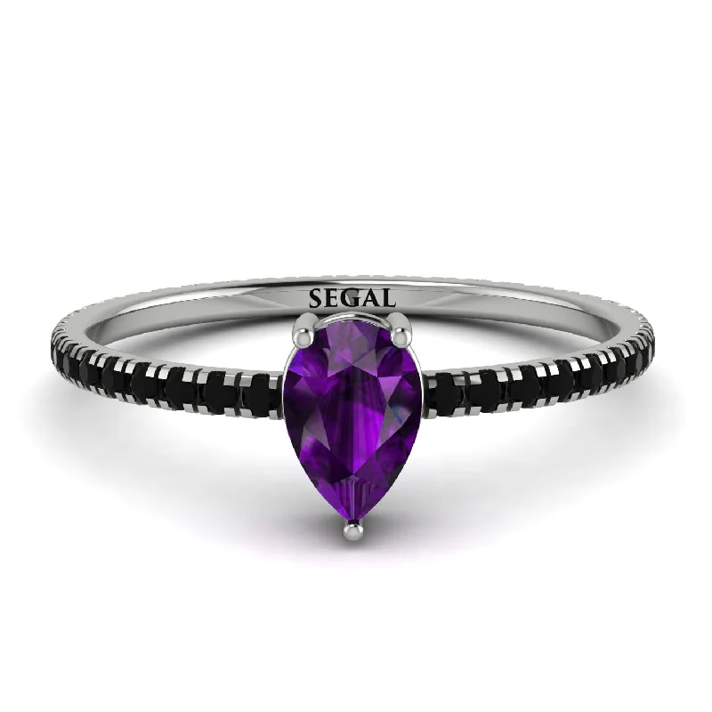 Unique Gold Ring for Fashionistas-Pear Amethyst Ring With Micro Pave - Taylor No. 309