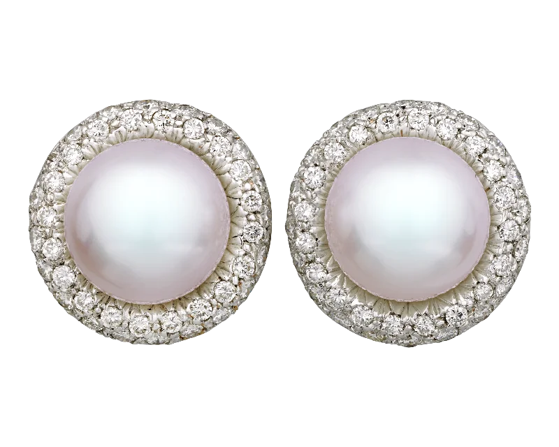 Fun Earrings for Day to Day Wear-South Sea Rose Orient Pearl Earrings, 12.5-13mm