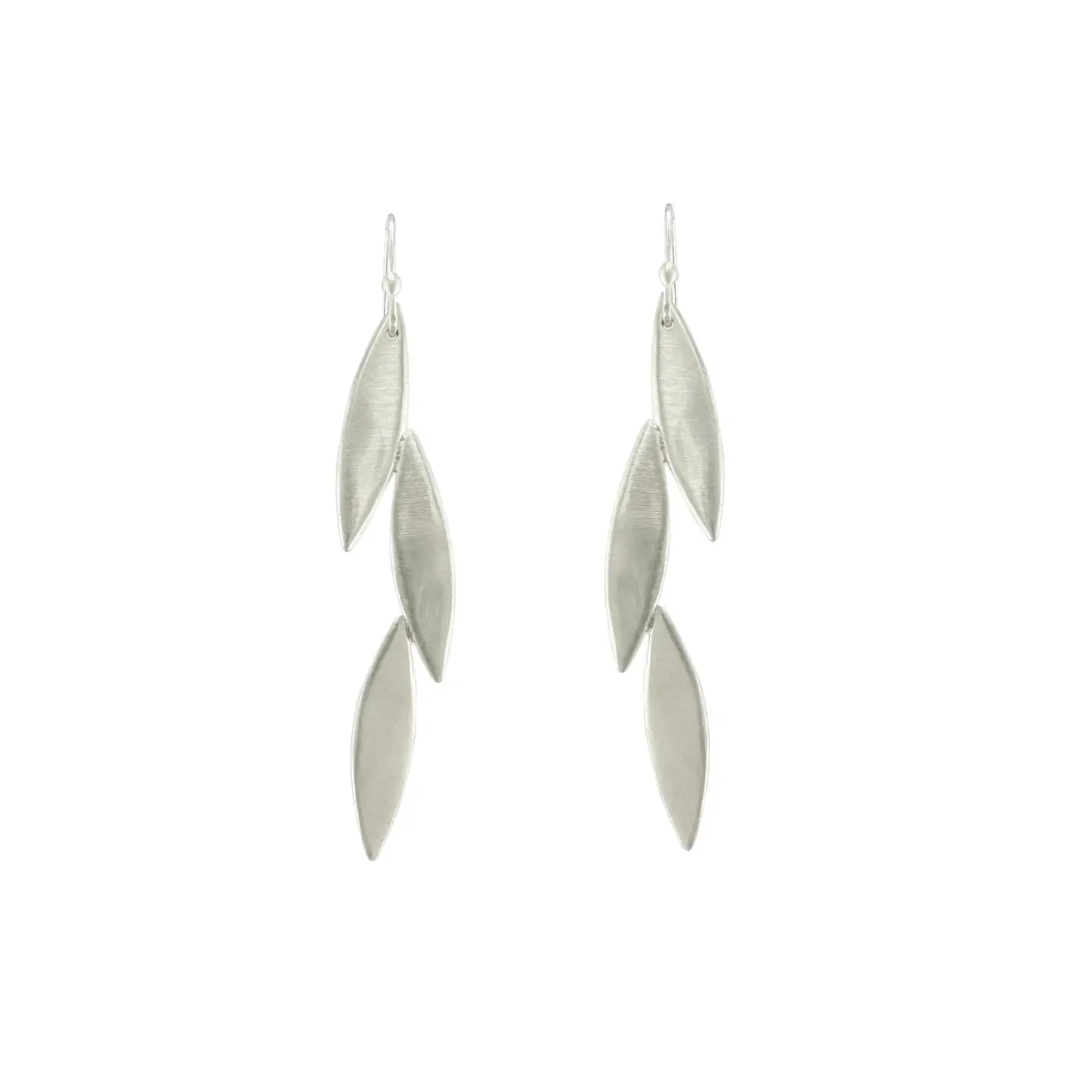 Vintage Style Drop Earrings-Three Solid Leaves Earrings