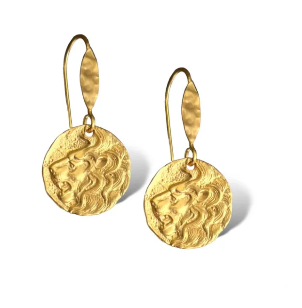 Stylish Drop Earrings for Casual Wear-Dina Mackney - Gold Leo Earrings