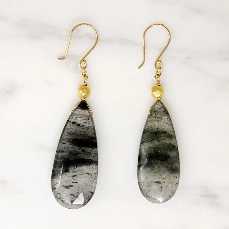 Beautiful Earrings for Fashionable Look-Moss Agate & Vintage Gold Bead Earrings by brunet