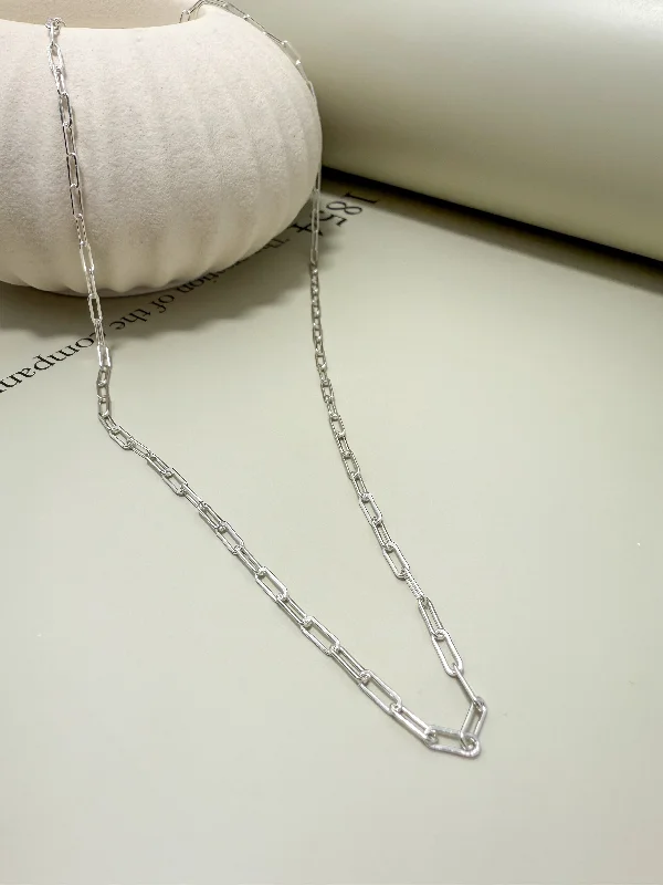 Choker Necklace for Women-Velani Jewelry Sterling Silver Flat Paperclip Chain