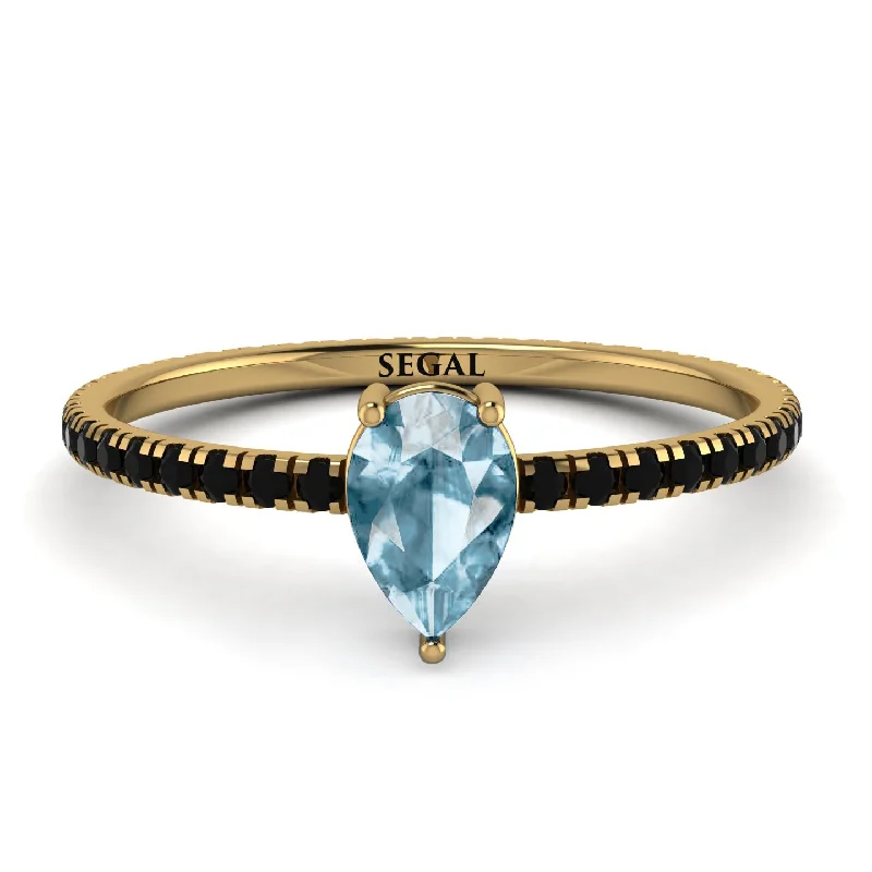 Luxury Diamond Ring for Men-Pear Aquamarine Ring With Micro Pave - Taylor No. 407