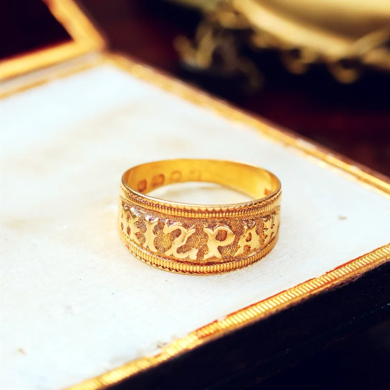 Vintage Gold Ring for Special Occasions-Antique Date 1886 18ct Gold MIZPAH Ring