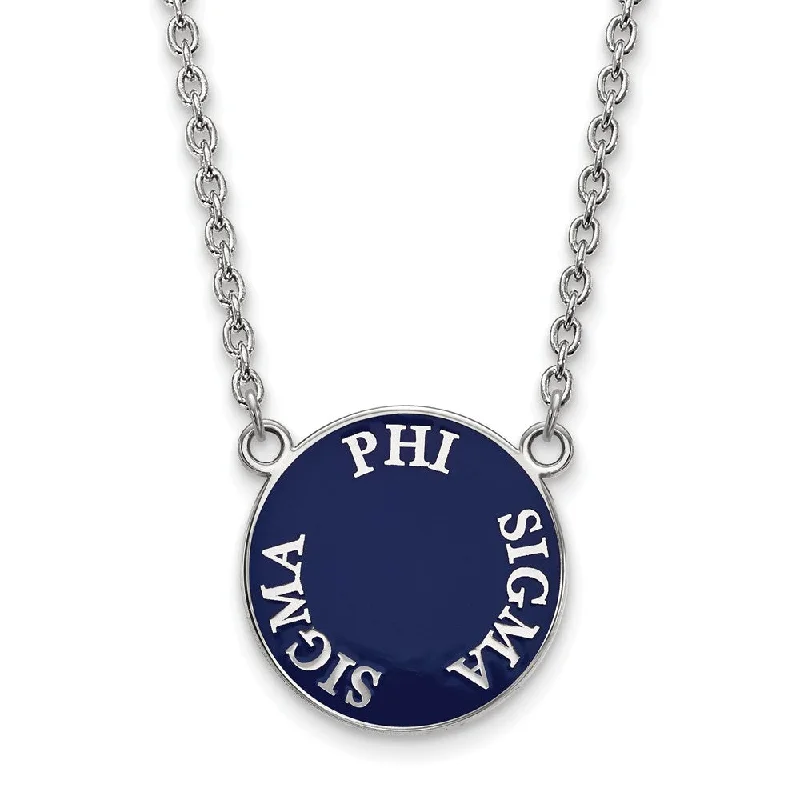 Unique Handmade Necklace-Sterling Silver Phi Sigma Sigma Large Enamel Disc Necklace