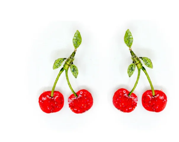 Elegant Gold Stud Earrings-Trovelore - Sweetheart Cherry Earrings