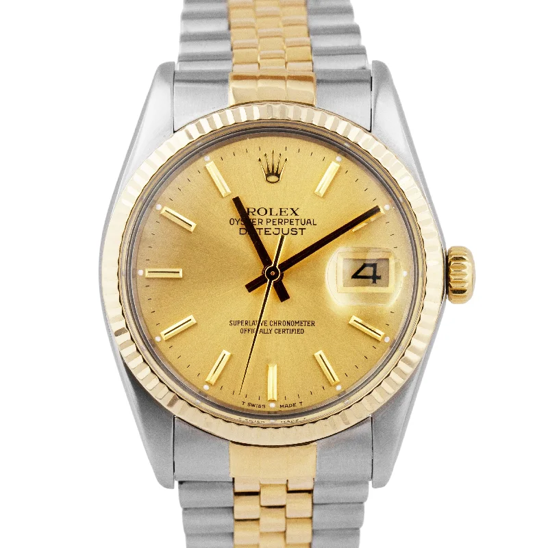 Men's Fashion Watches for Daily Wear-Rolex DateJust 36mm Champagne 18K Yellow Gold Stainless Two-Tone Watch 16013