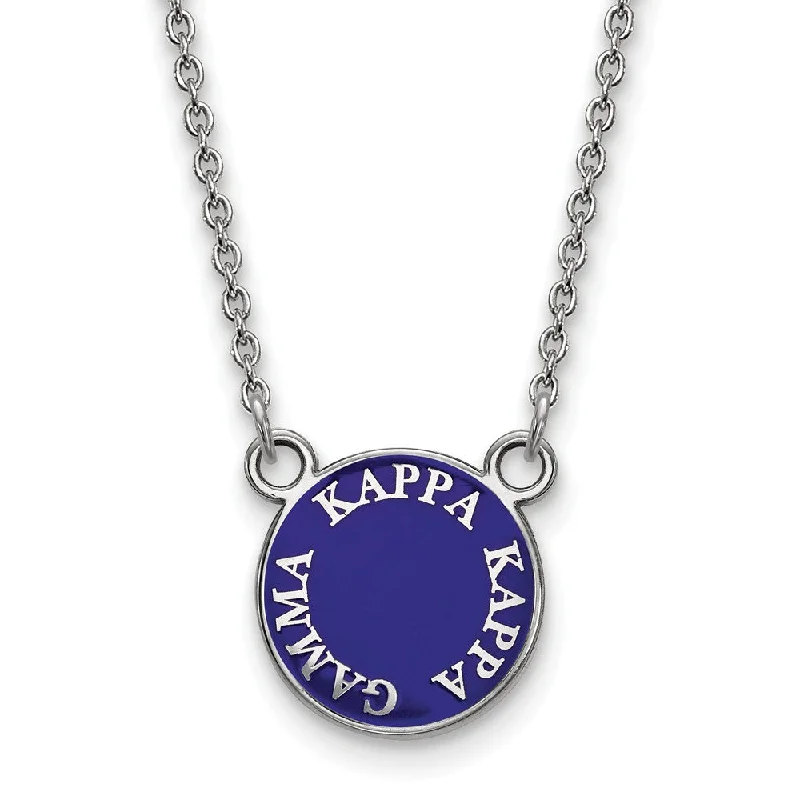 Boho Chic Necklace for Women-Sterling Silver Kappa Kappa Gamma Small Enamel Disc Necklace