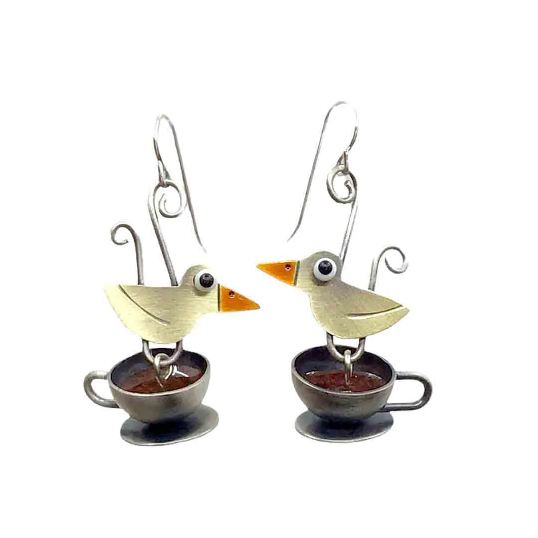 Customizable Gold Earrings-Tea For Two Earrings