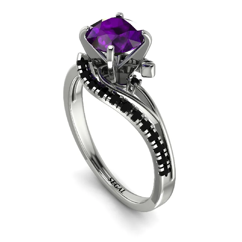 Multi-Gemstone Engagement Ring-Twist Shank Amethyst Engagement Ring - Maria No. 309