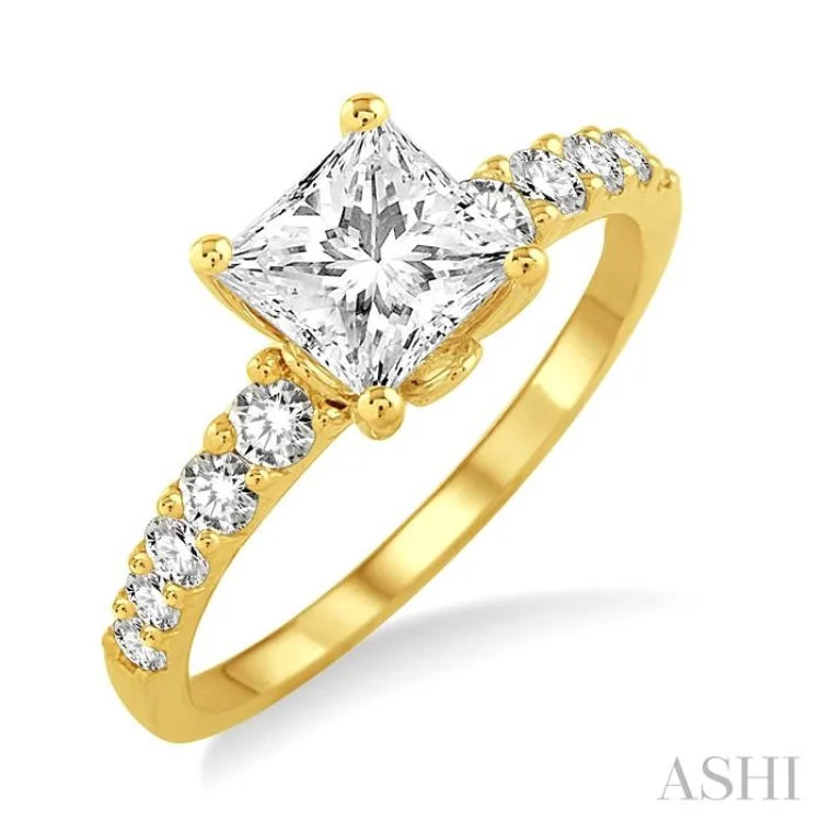 Classic Gold Wedding Ring-1/3 Ctw Diamond Semi-Mount Engagement Ring in 14K Yellow Gold