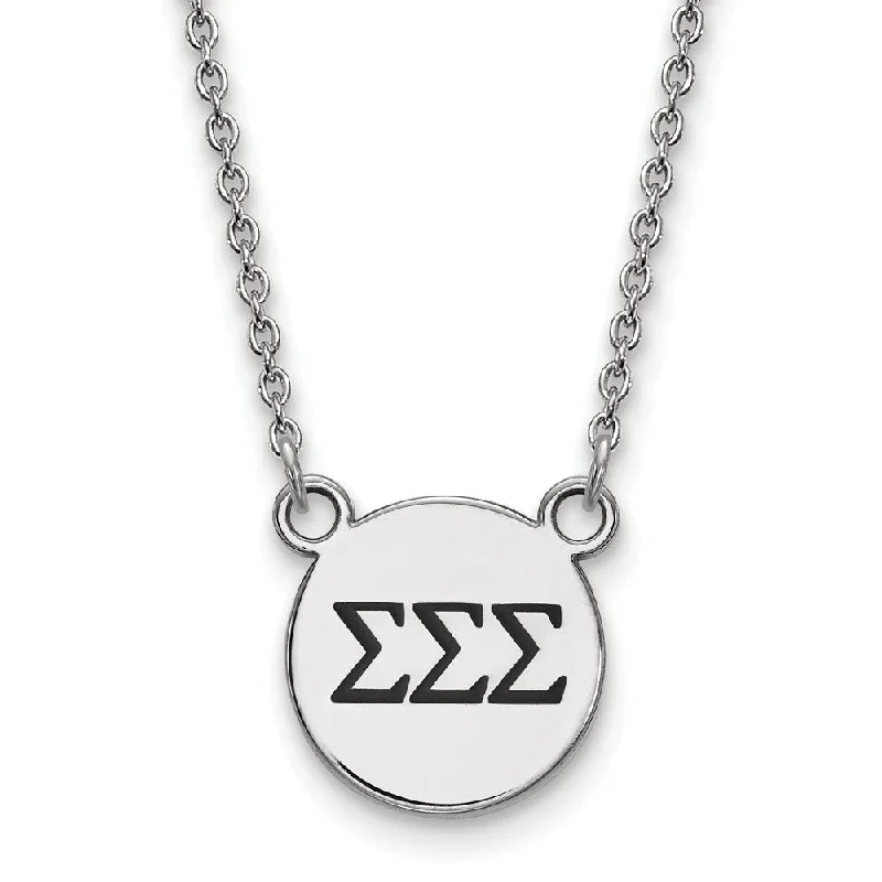 Long Chain Necklace for Stylish Look-Sterling Silver Sigma Sigma Sigma Small Enamel Greek Letters Necklace