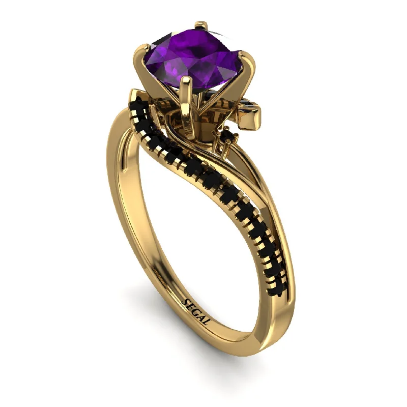 Wedding Ring with Matching Engagement Ring-Twist Shank Amethyst Engagement Ring - Maria No. 307