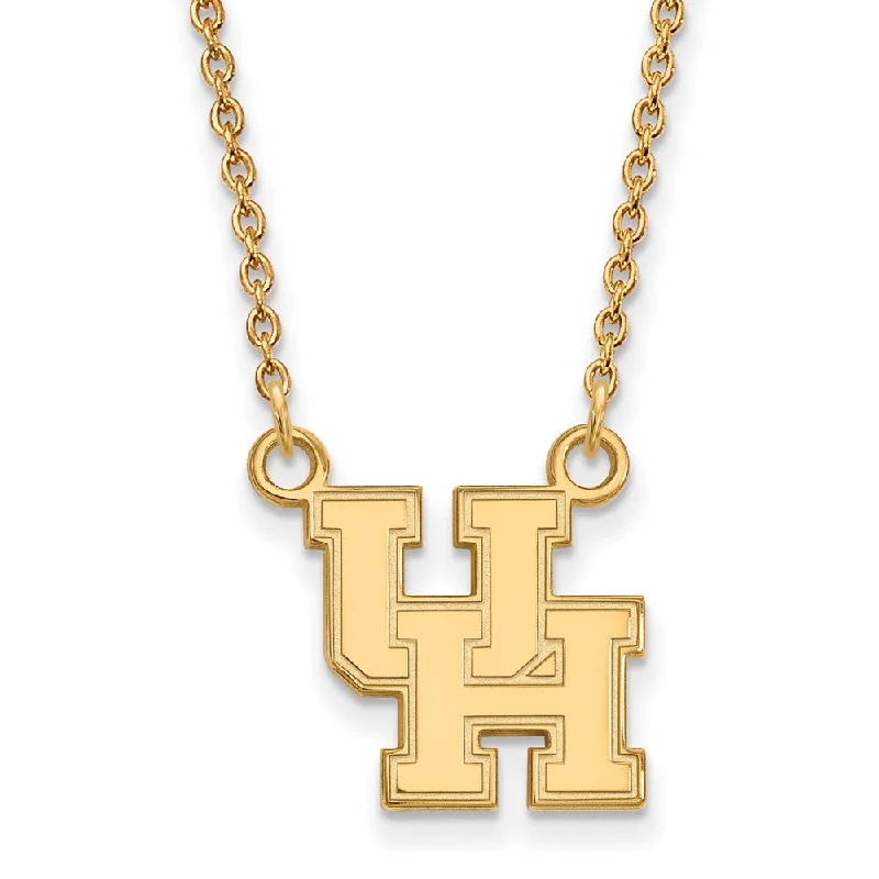 Chain Necklace with Pendant for Women-10k Yellow Gold U of Houston Small Pendant Necklace