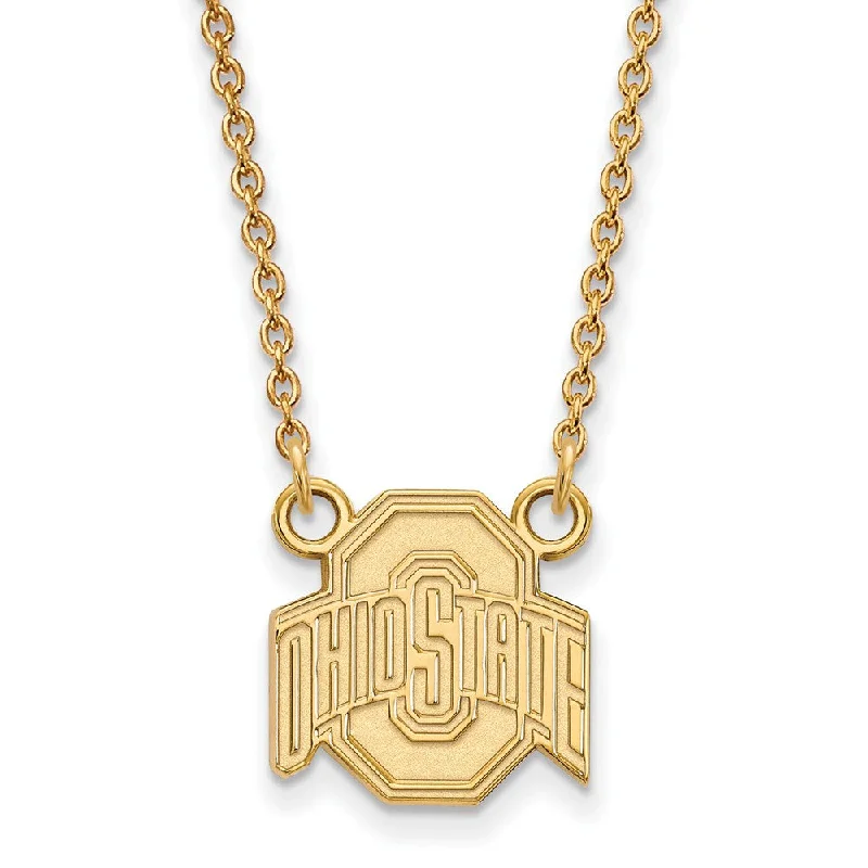 Colorful Necklace for Festivals-10k Yellow Gold Ohio State Small Logo Pendant Necklace