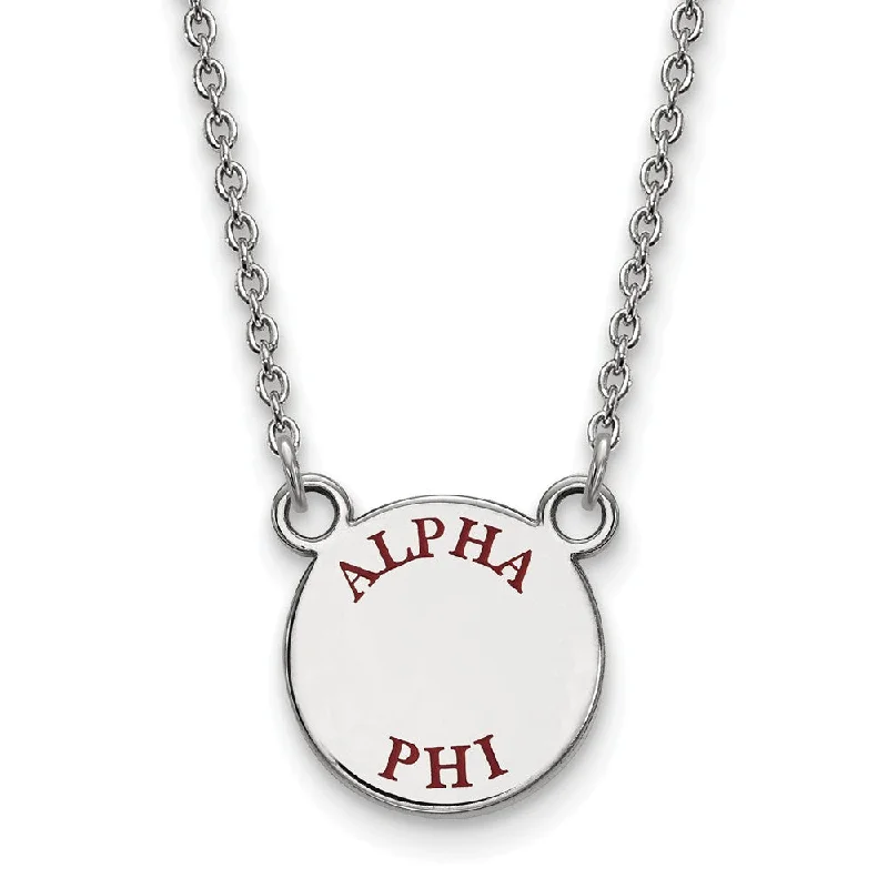 Gold Pendant Necklace for Stylish Women-Sterling Silver Alpha Phi Small Enamel Greek Letters Necklace