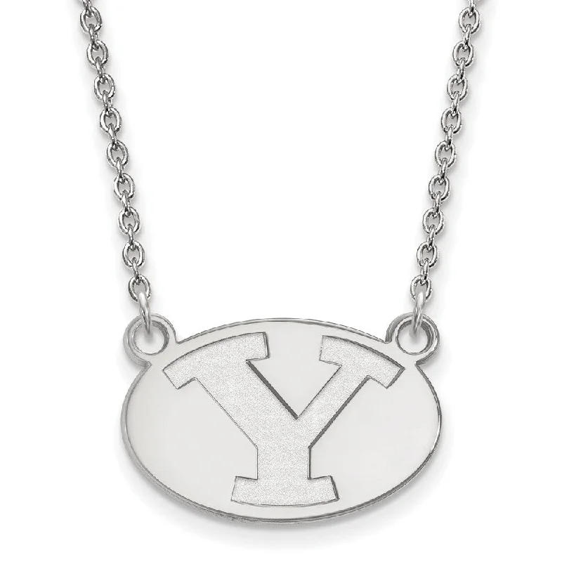 Vintage Gold Necklace for Classic Look-10k White Gold Brigham Young U Small Initial Y Pendant Necklace