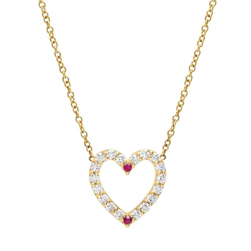 Gold Plated Necklace for Brides-Diamond & Ruby Heart