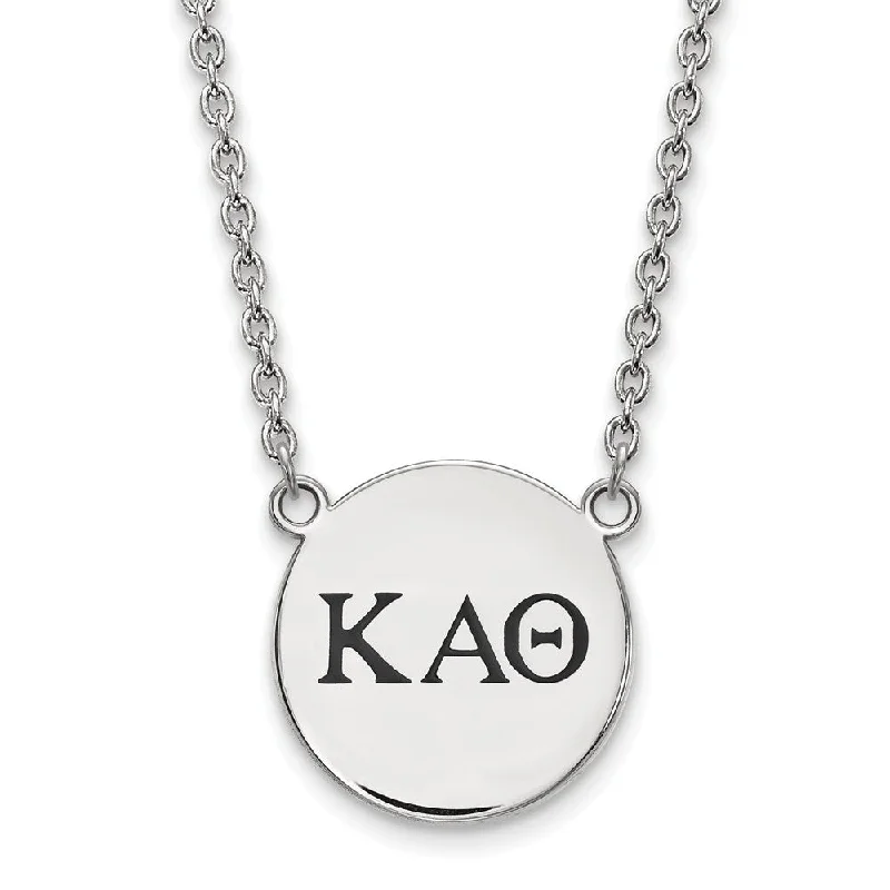 Minimalist Gold Necklace-Sterling Silver Kappa Alpha Theta Large Enamel Greek Letters Necklace