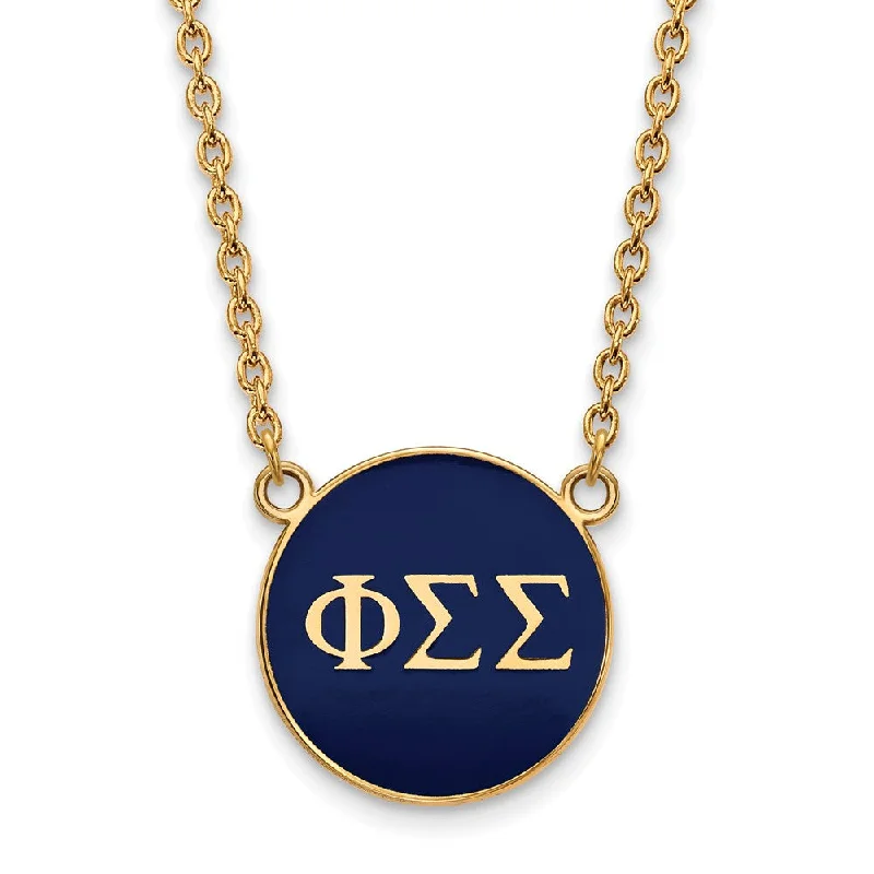 Beautiful Necklace for Evening Party-14K Plated Silver Phi Sigma Sigma Large Enamel Necklace