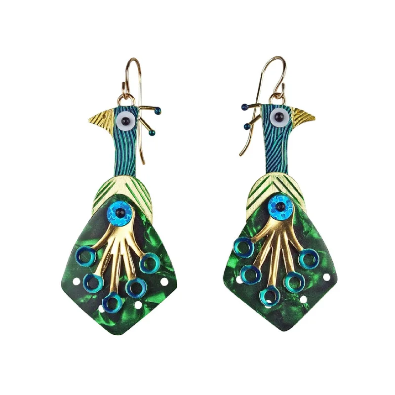 Custom Diamond Earrings-Peacock Earrings