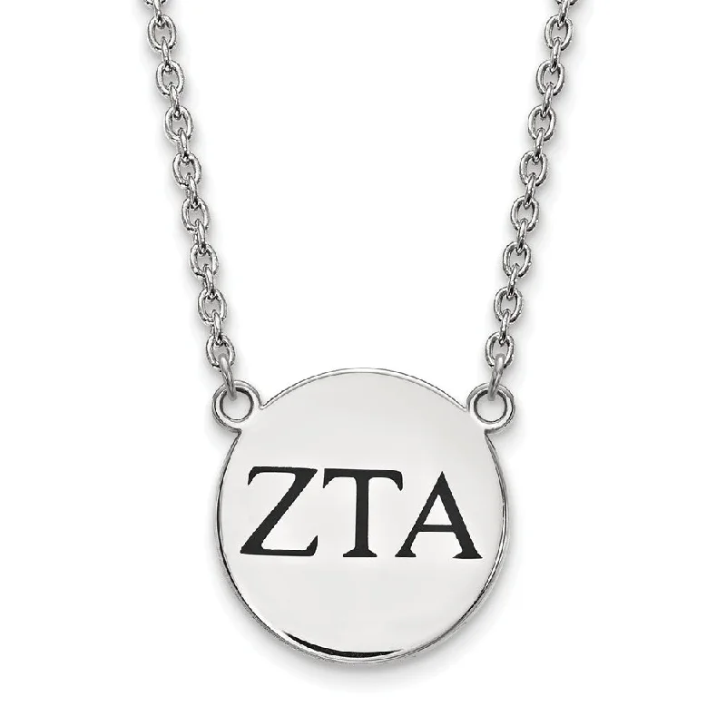 Personalized Name Pendant Necklace-Sterling Silver Zeta Tau Alpha Large Enamel Greek Letters Necklace