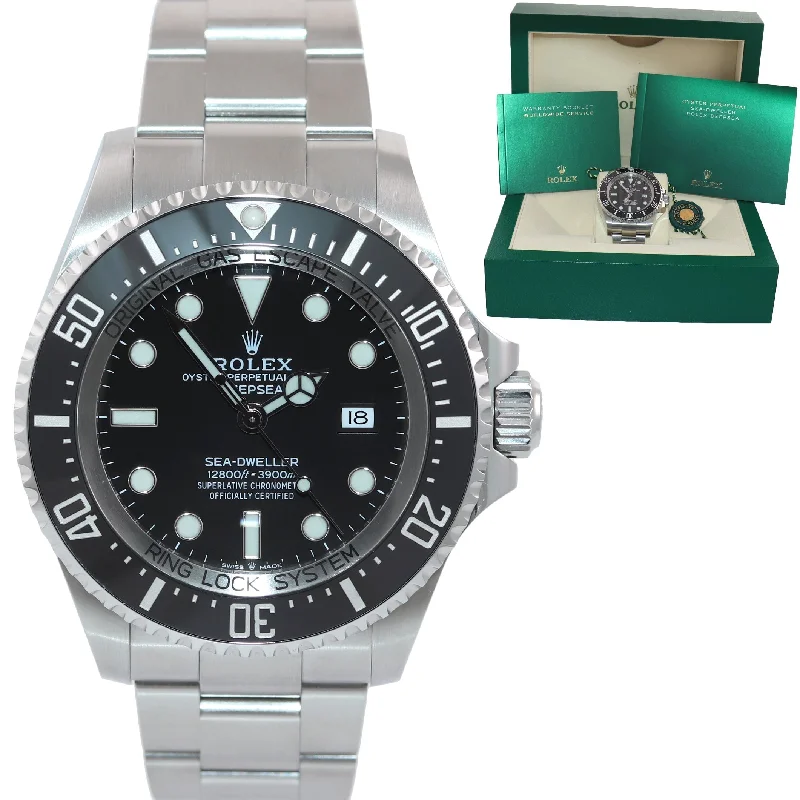 Classic Leather Band Watches for Elegant Style-MINT 2022 Rolex Sea-Dweller Deepsea Black 126660 44mm Steel Watch Box