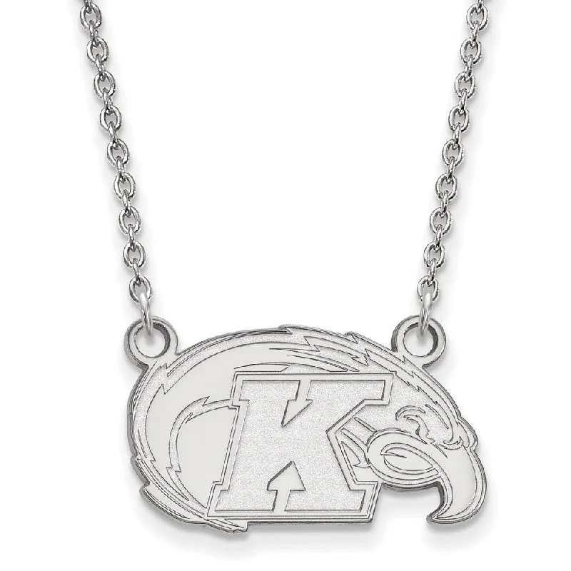 Gold Necklace with Initials-Sterling Silver Kent State Small Logo Pendant Necklace