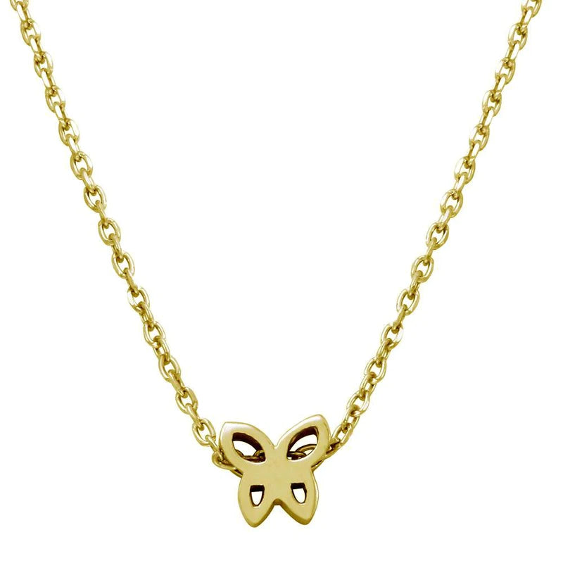 Chain Necklace with Pendant for Women-Silver 925 Gold Plated Mini Butterfly Pendant Necklace