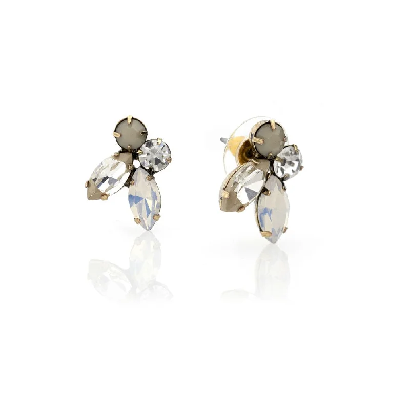 Simple Stud Earrings-Diamante 1950s Sand Opal Cluster Earrings