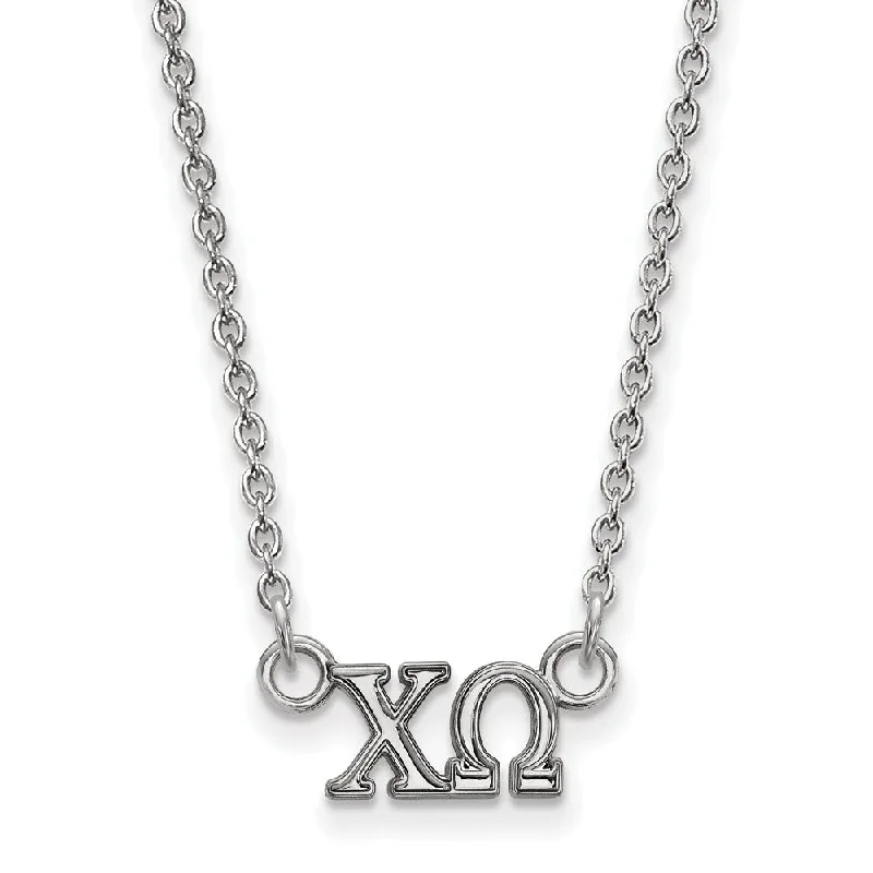 Charm Necklace for Casual Wear-Sterling Silver Chi Omega XS (Tiny) Greek Letters Necklace