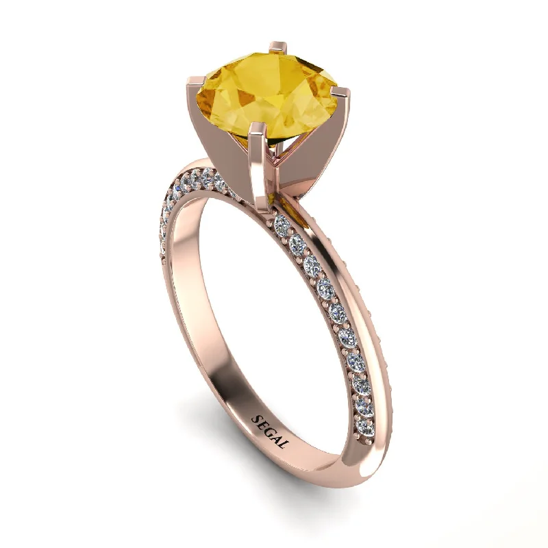 Wedding Band with Gemstones-Classic Citrine Ring With A Twist - Leilani No. 602