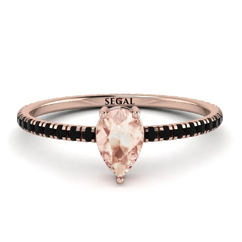 Trendy Gold Ring for Women-Pear Morganite Ring With Micro Pave - Taylor No. 908