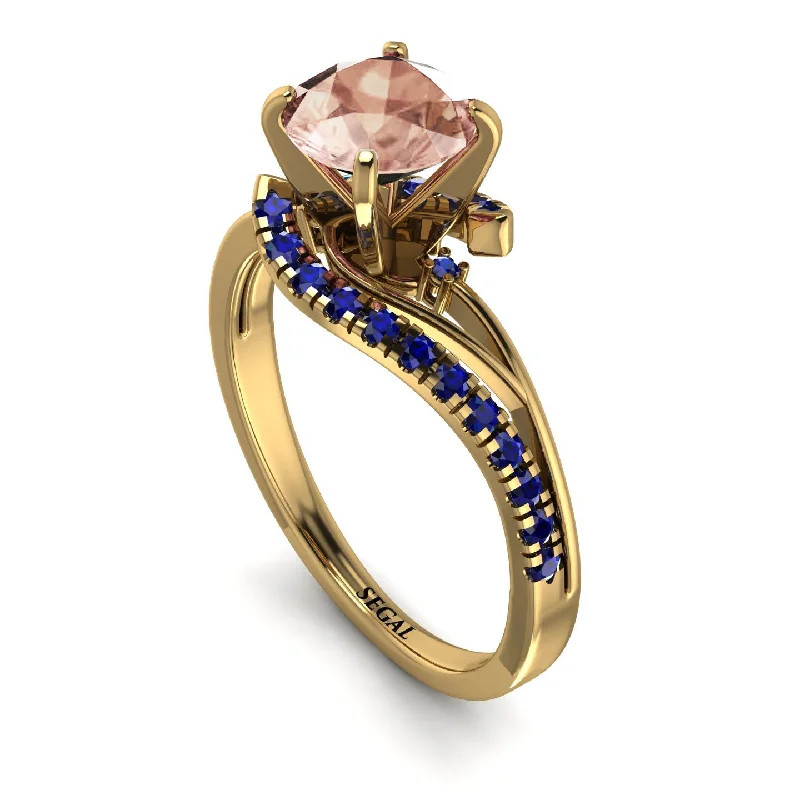 Chunky Gemstone Ring for Bold Style-Twist Shank Morganite Engagement Ring - Maria No. 913