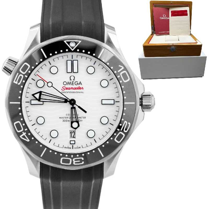 Affordable Luxury Watches for Women-Omega Seamaster 300 Co-Axial 42mm Stainless White Watch 210.32.42.20.04.001 BOX