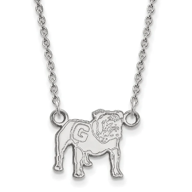 Modern Gemstone Necklace for Every Day-Sterling Silver U of Georgia Small Standing Bulldog Necklace