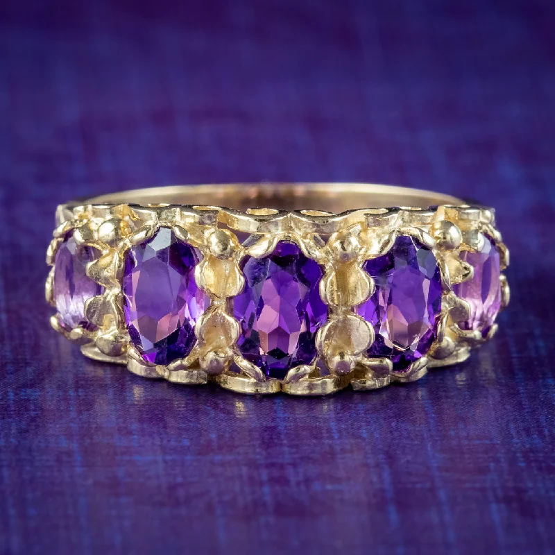 Simple Wedding Ring Set for Couples-Victorian Style Amethyst Ring 2.5ct Amethyst