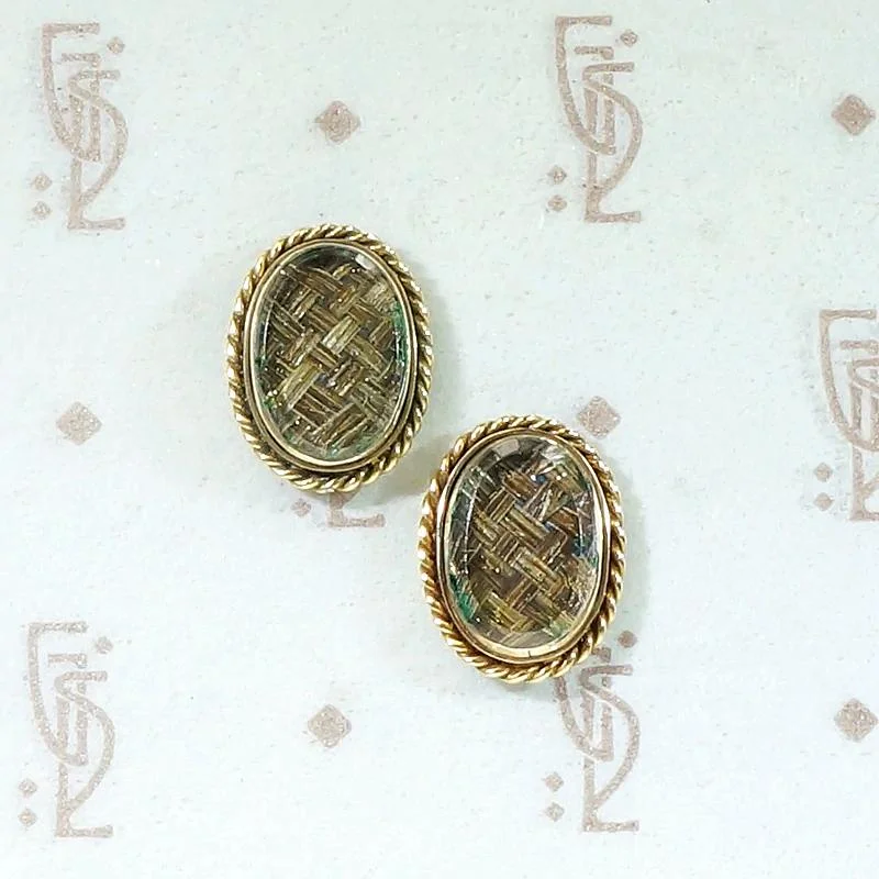 Crystal Earrings for Evening Glam-Sentimental Victorian Woven Hair Stud Earrings