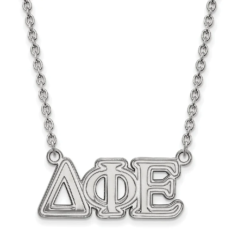 Simple Gold Pendant Necklace-Sterling Silver Delta Phi Epsilon Medium Necklace