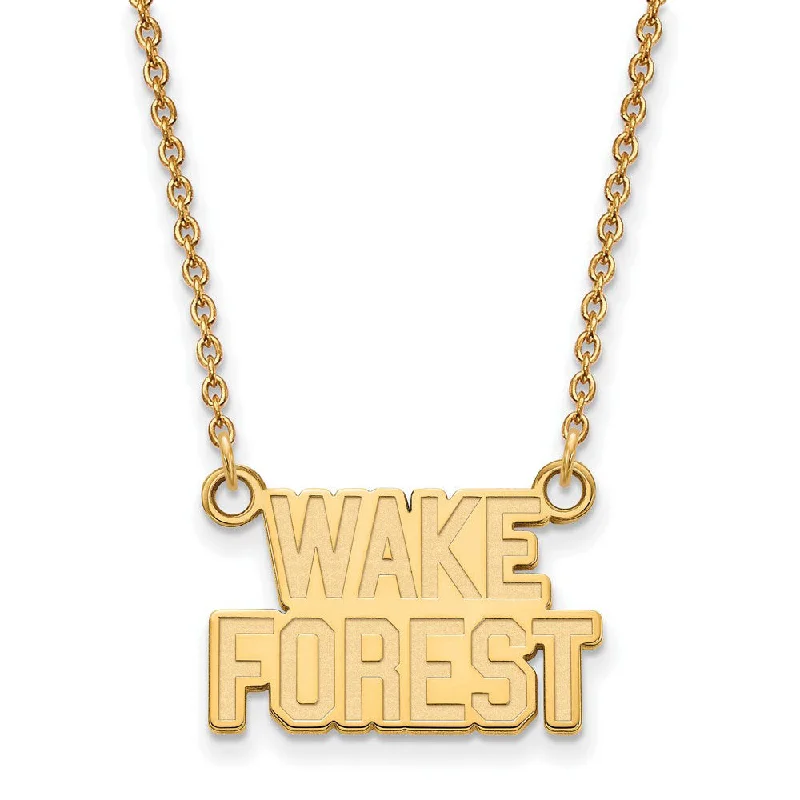 Custom Pendant Necklace for Personal Style-14k Gold Plated Silver Wake Forest U Small Pendant Necklace