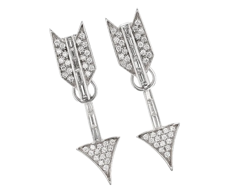 Handcrafted Gemstone Earrings-Arrow Diamond Earrings, 2.30 Carats