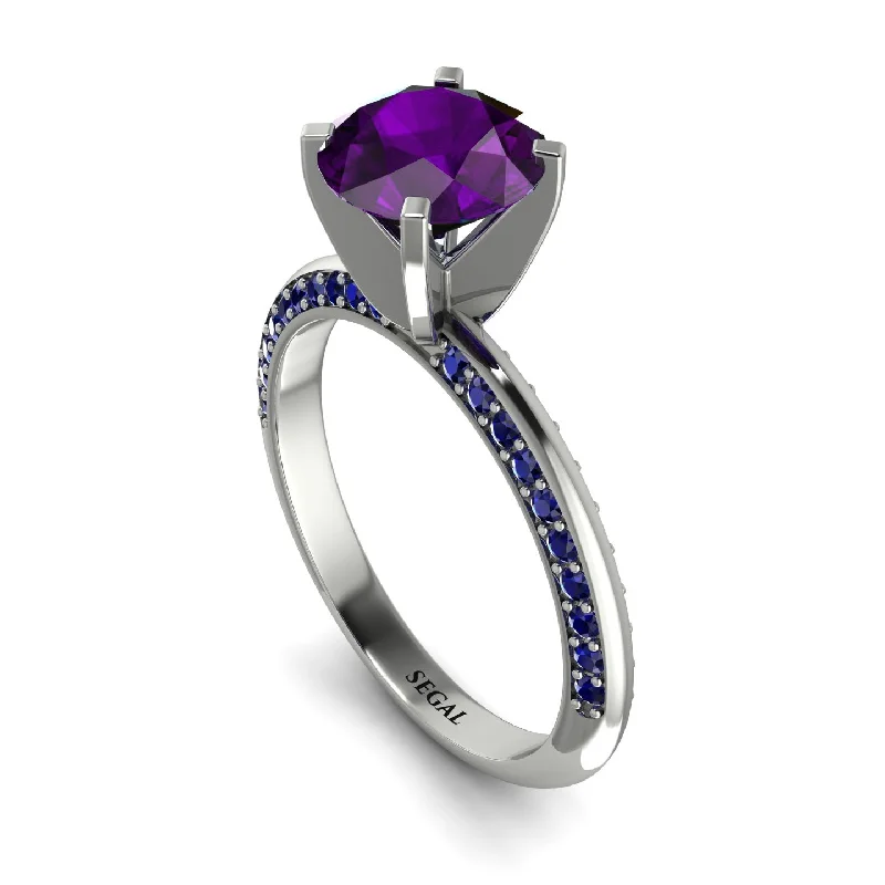 Simple Silver Ring Set for Couples-Classic Amethyst Ring With A Twist - Leilani No. 315