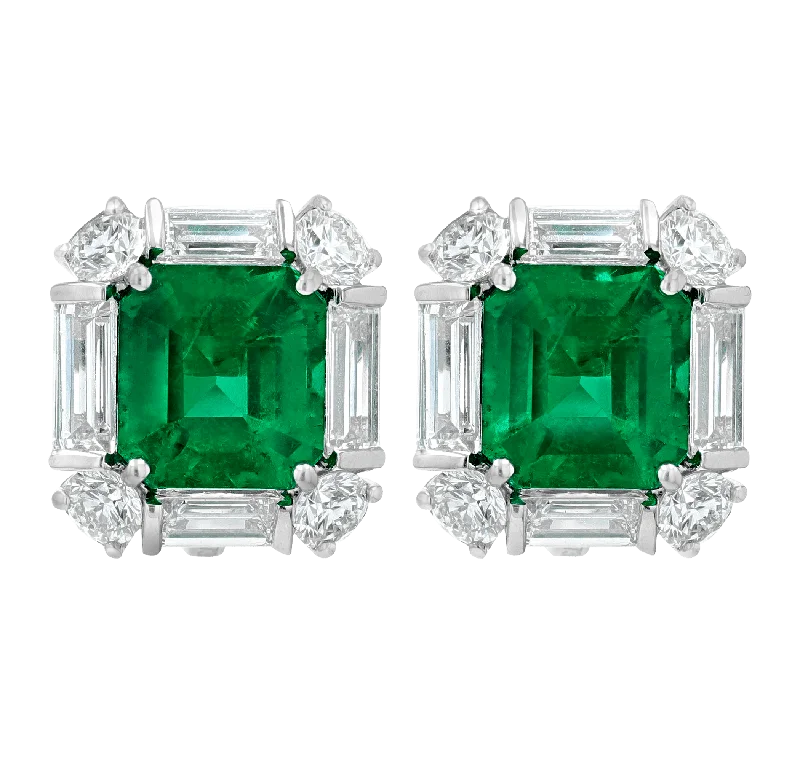 Beautiful Earrings for Fashionable Look-Colombian Emerald Earrings, 4.34 Carats