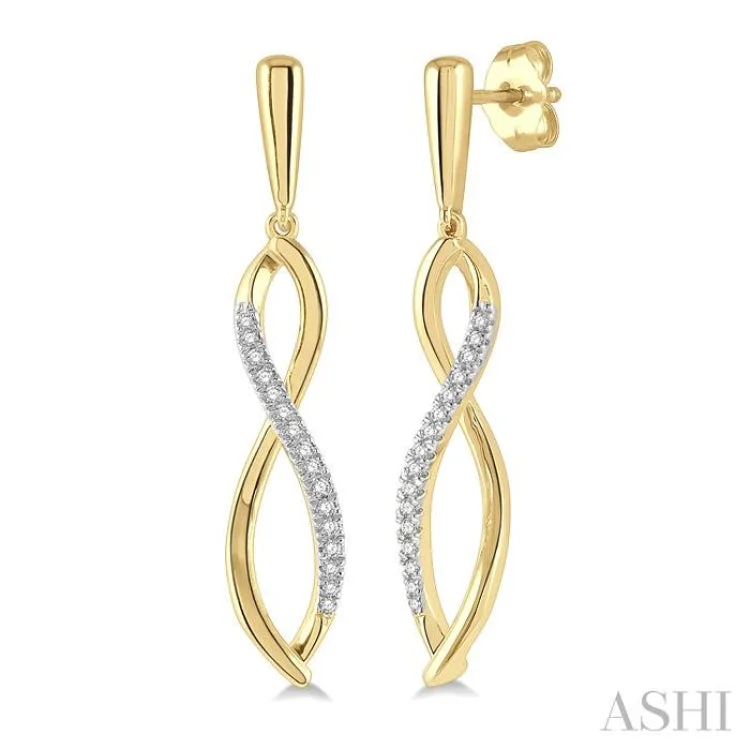 Butterfly Earrings for Girls-1/6 Ctw Infinity Round Cut Diamond Long Earring in 10K Yellow Gold