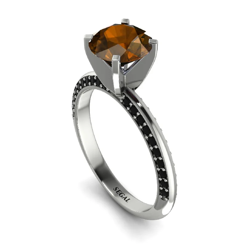 Silver Engagement Ring for Minimalist Style-Classic Brown Diamond Ring With A Twist - Leilani No. 1109